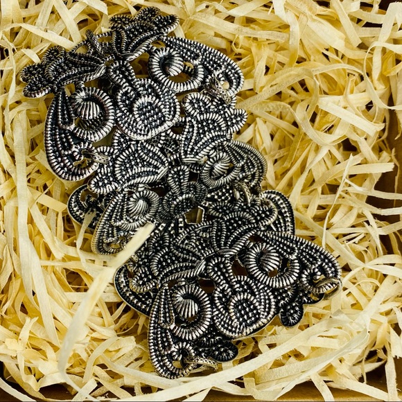 NEW Silver Bracelet Lace Design Toggle Clasp Wide - Picture 6 of 6